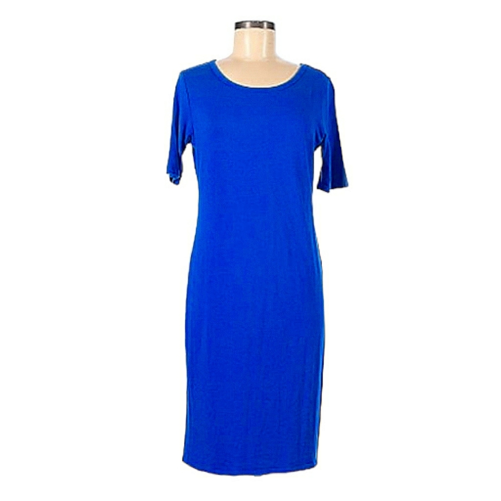 LuLaRoe Knee-Length Mid-Length Sleeves Cobalt Blue T-Shirt Dress XL (12-16) - Picture 2 of 16